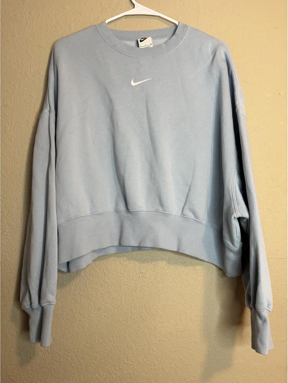 Nike Light Blue Cropped Sweatshirt Pullover Size S